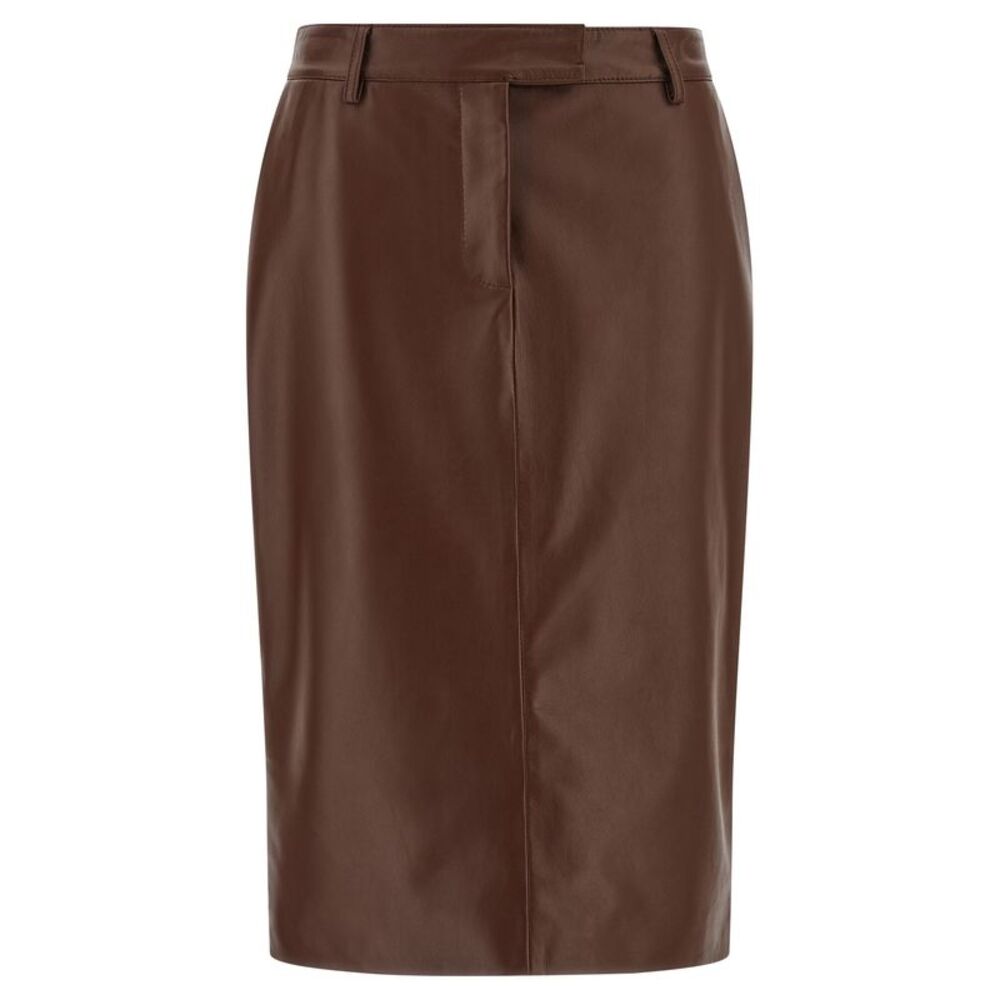 Giuseppe Di Morabito Brown Leather Midi Women's Skirt